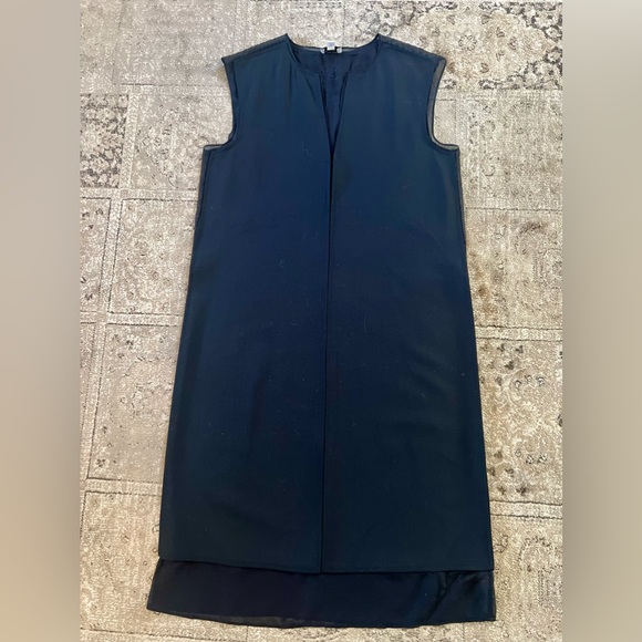 VINCE 100% Black Silk Sleeveless Shift Dress/ Sheer Paneling Size 2 Retail $380 - Picture 8 of 8